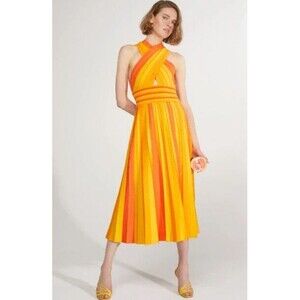 NWT. $2690 CAROLINA HERRERA Stretch-knit Halterneck Dress Sz M